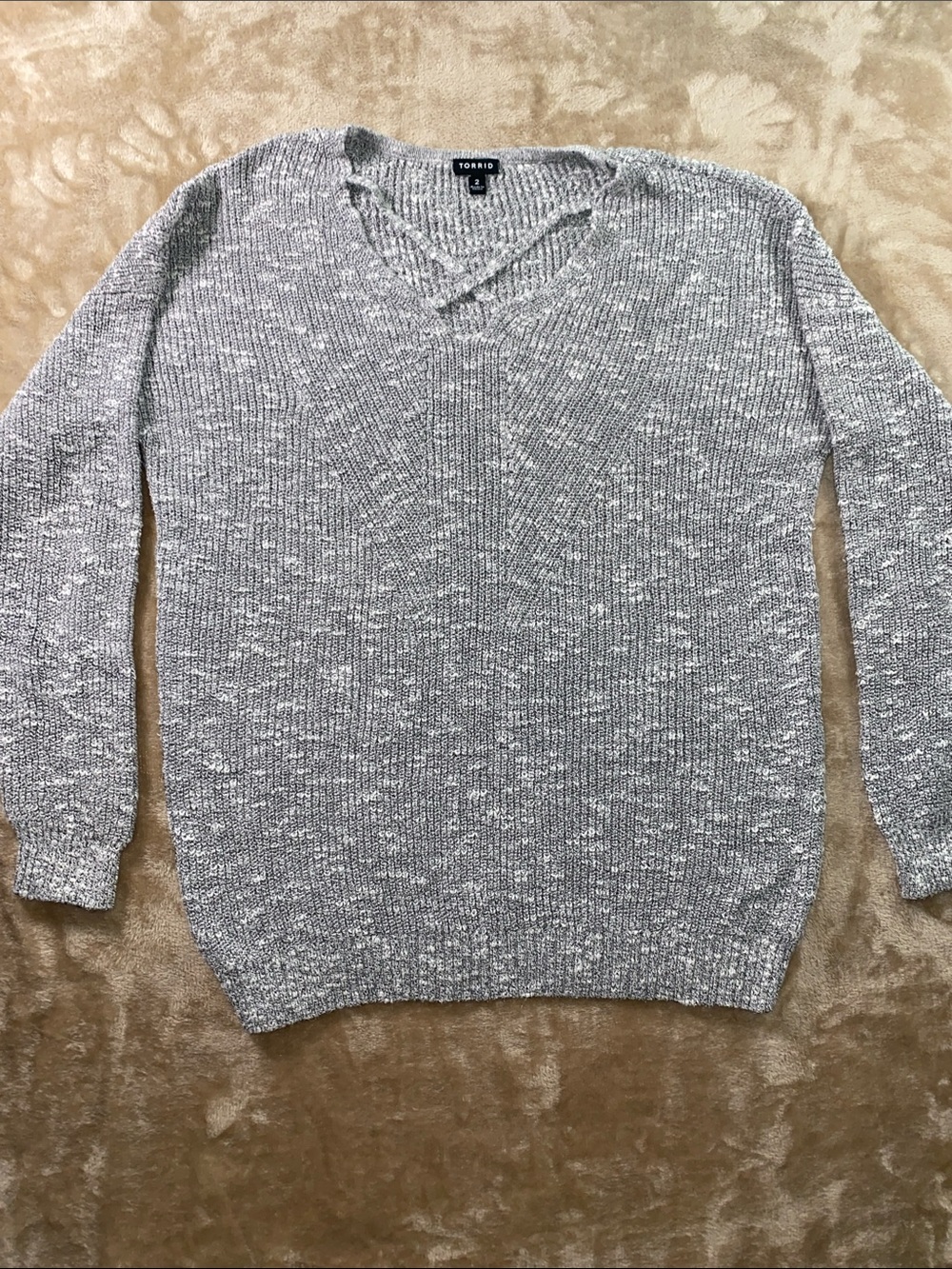 torrid Gray Marled Scoop Neck Pullover Sweater
